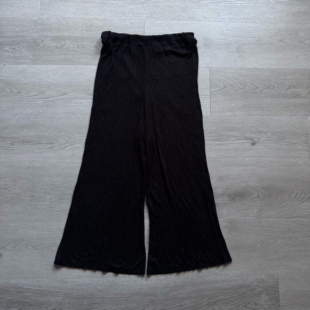 Pink Woman Ribbed Wide Leg Pants - Picture 5 of 5